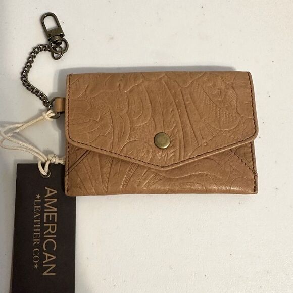 American Leather Co. Monica Coin Purse in Cafe Latte Tooled NWT - Picture 2 of 7